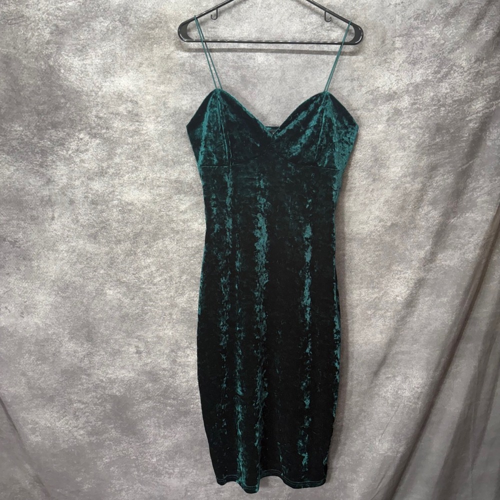 Y2K Revamped Emerald Green Crushed Velvet Babydoll Slip Dress Size XL Whimsigoth